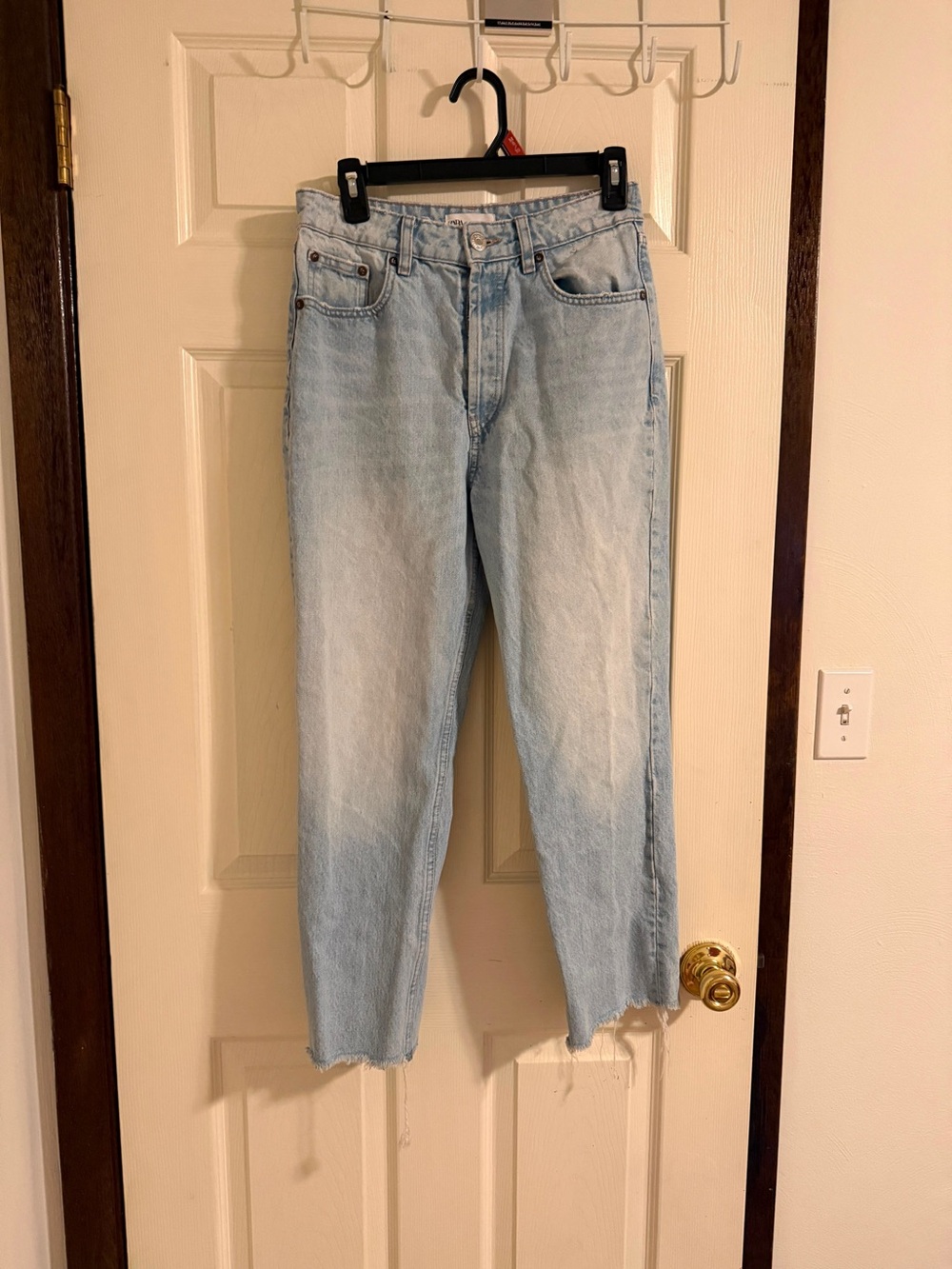 Zara Light Blue Denim Jeans with Silver Button